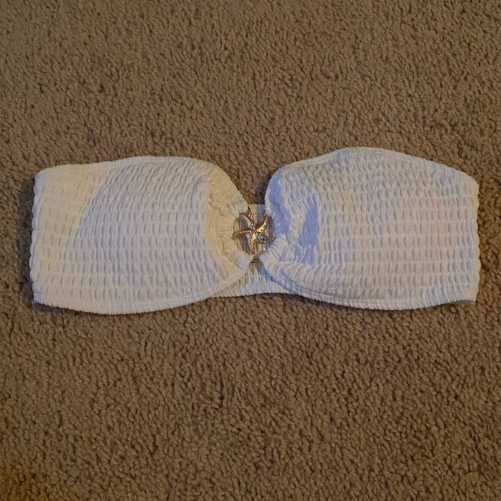 BRAND NEW white ribbed strapless bikini top